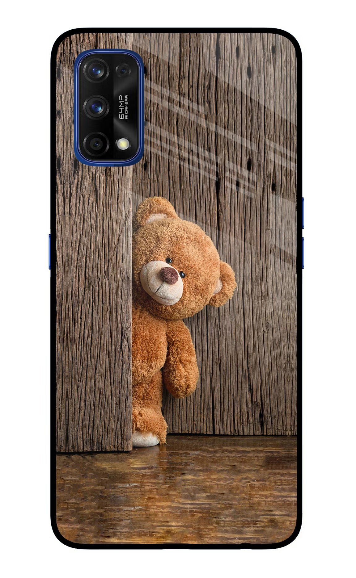 Teddy Wooden Realme 7 Pro Glass Case Back Cover by Casekaro