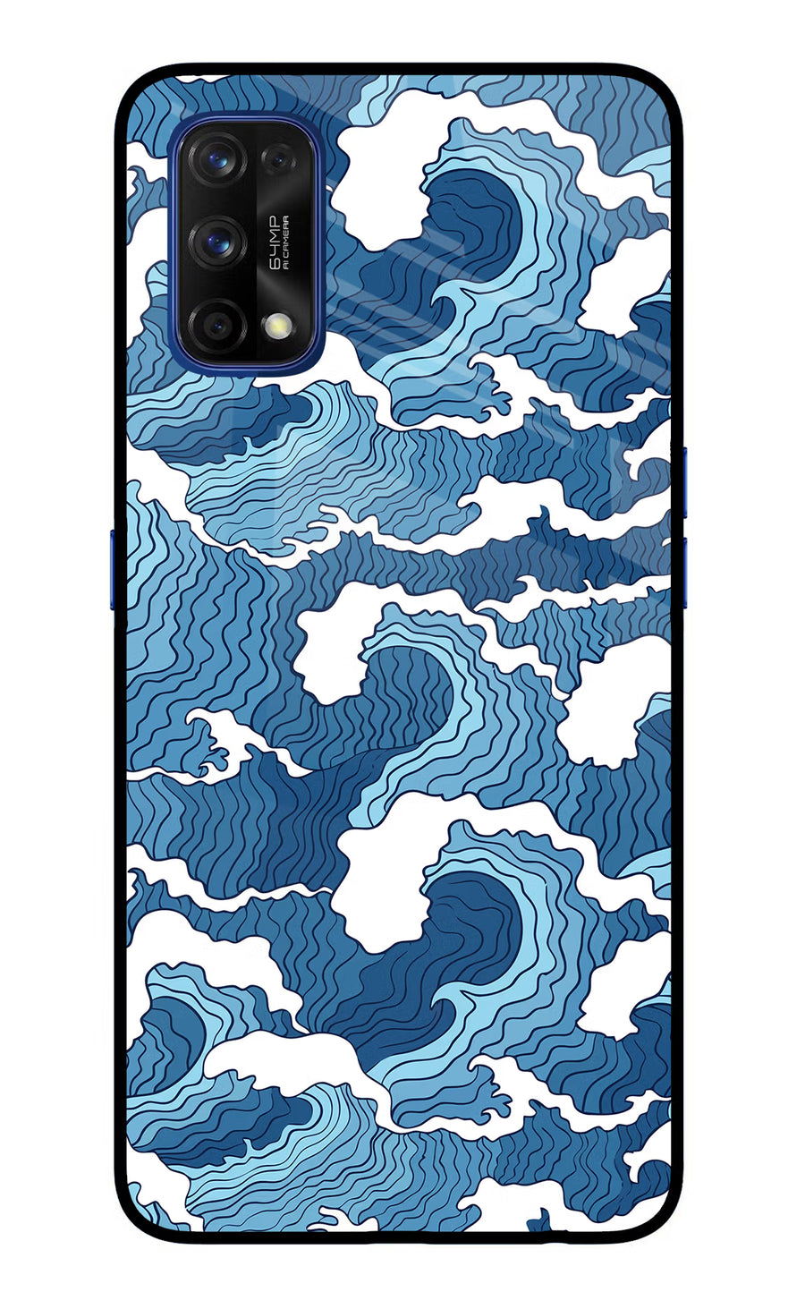 Blue Waves Realme 7 Pro Back Cover, Glass case