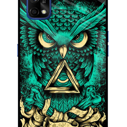Green Owl Realme 7 Pro Glass Case Back Cover by Casekaro