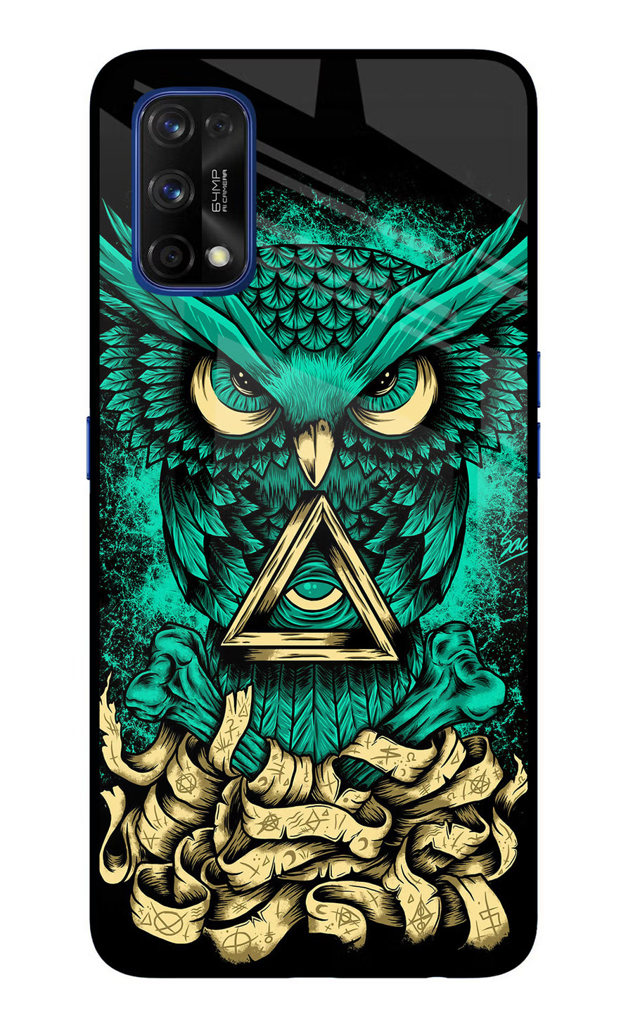 Green Owl Realme 7 Pro Back Cover, Glass case