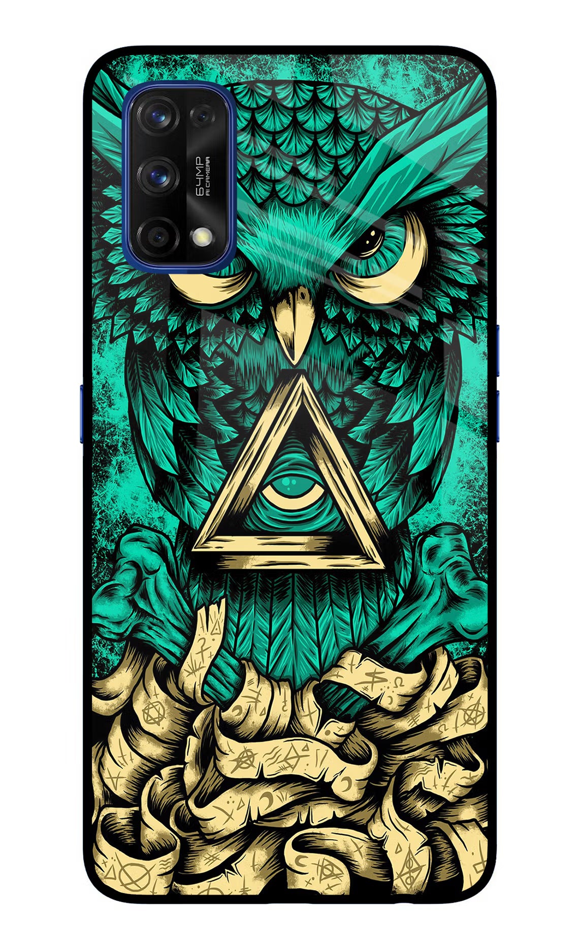 Green Owl Realme 7 Pro Glass Case Back Cover by Casekaro