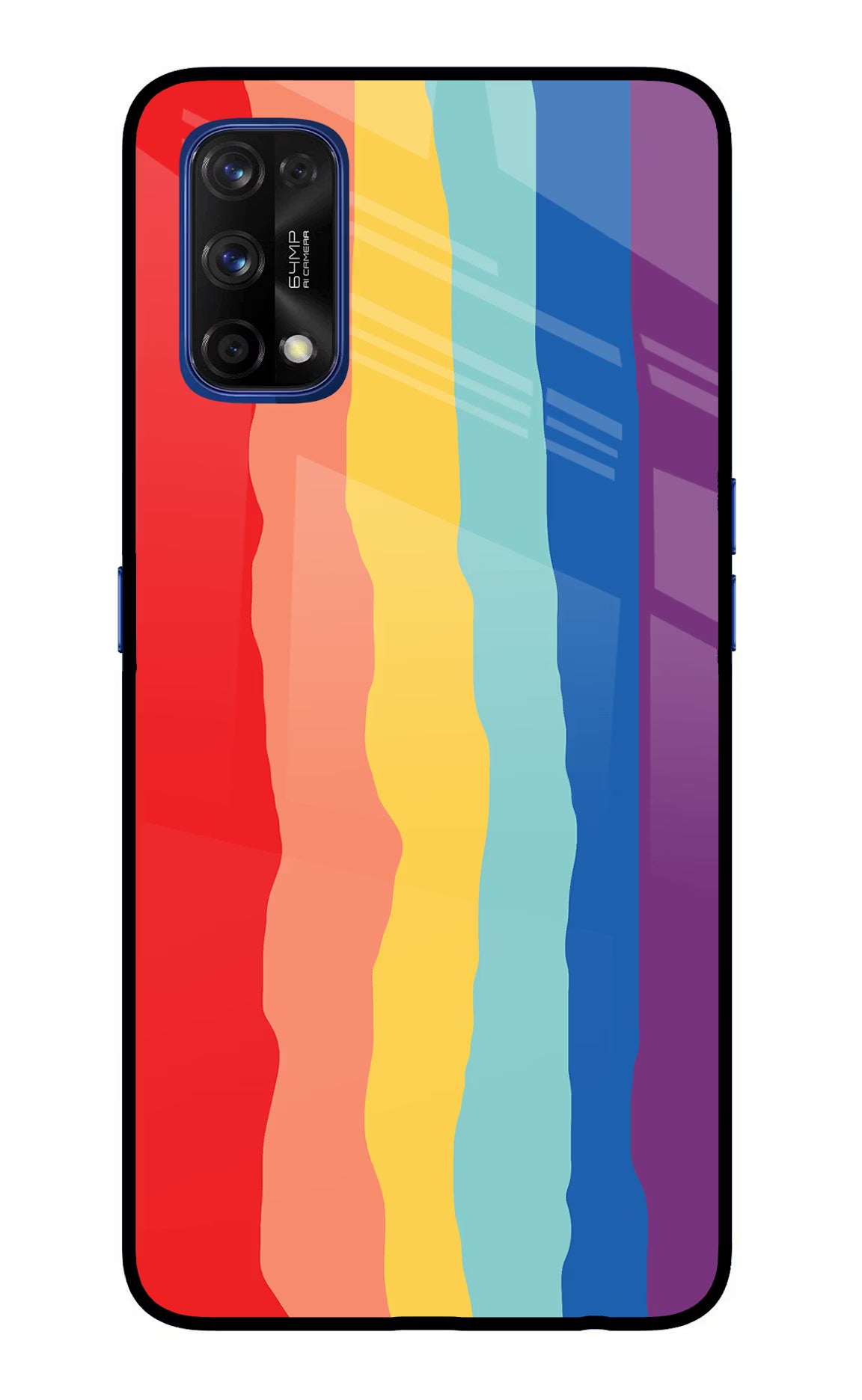Rainbow Realme 7 Pro Glass Case Back Cover by Casekaro