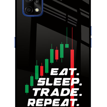 Eat Sleep Trade Repeat Realme 7 Pro Glass Case Back Cover by Casekaro