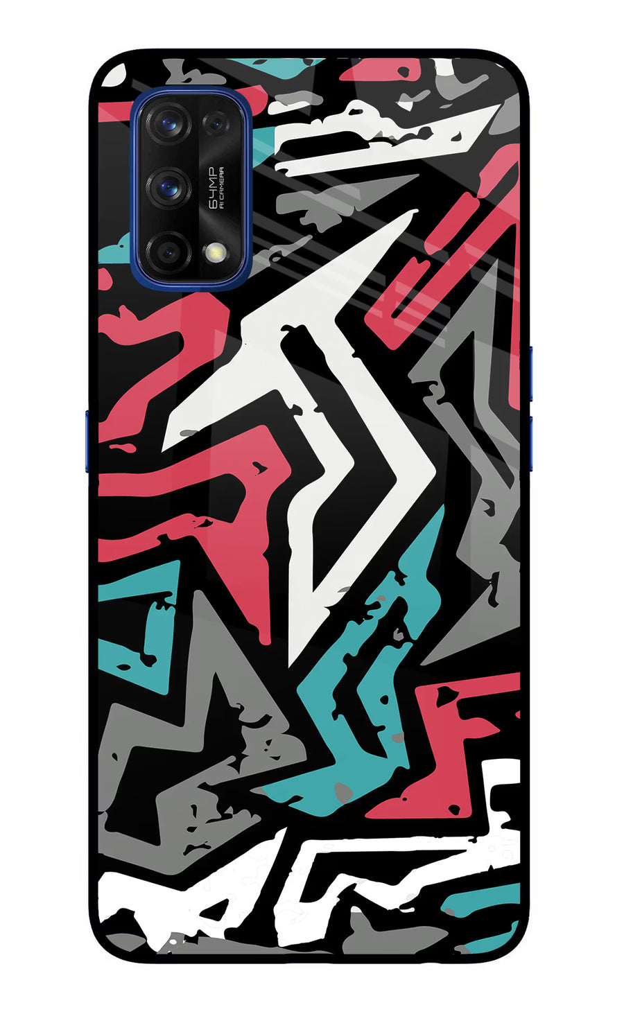 Geometric Graffiti Realme 7 Pro Back Cover, Glass case