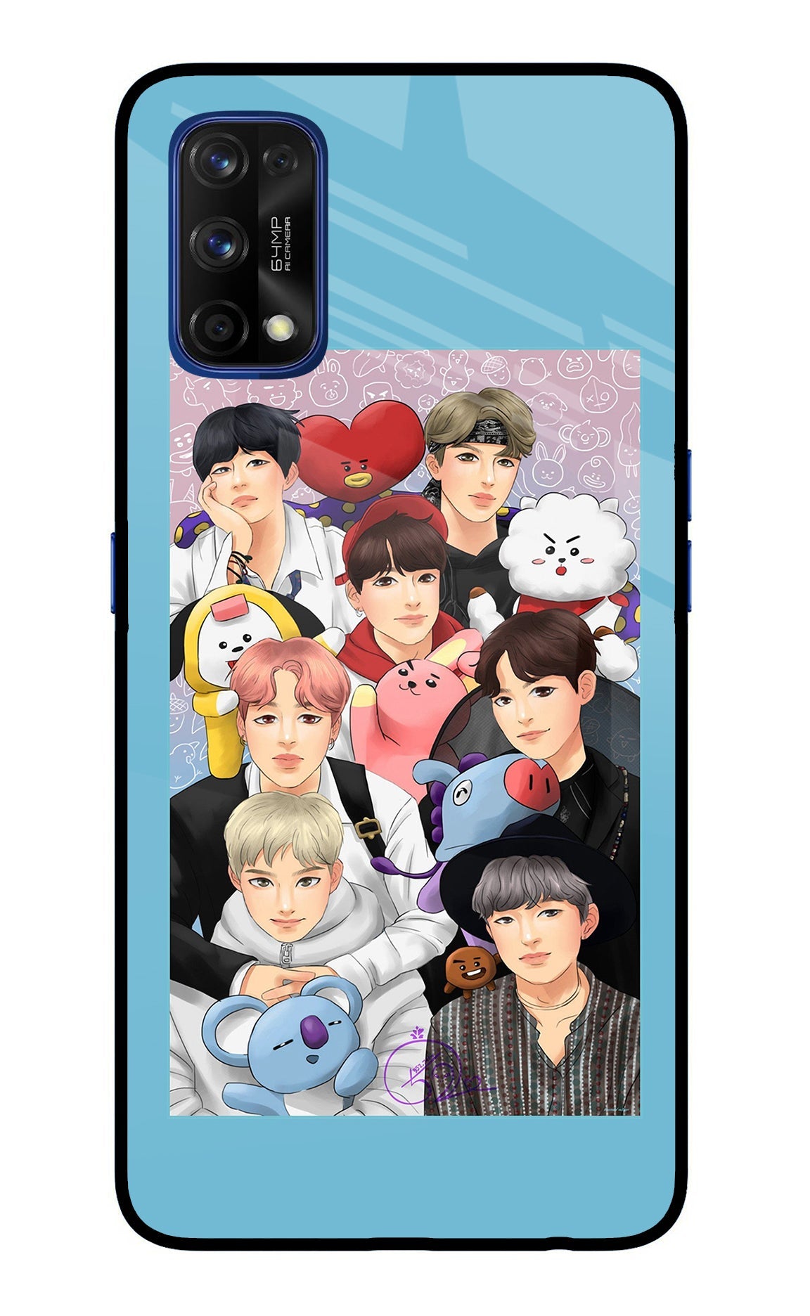 BTS with animals Realme 7 Pro Glass Case