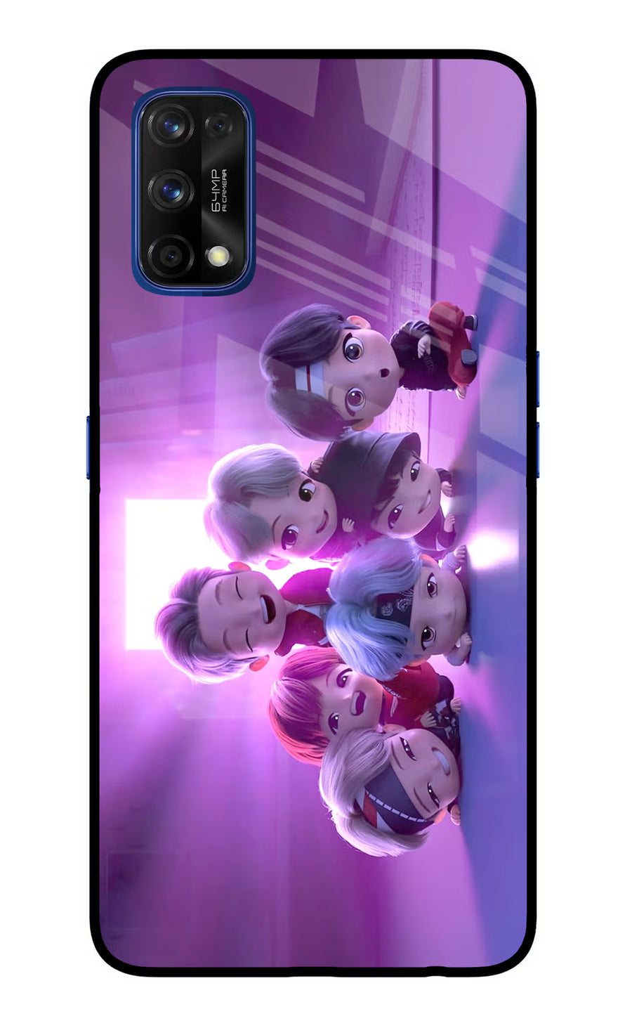 BTS Chibi Realme 7 Pro Back Cover, Glass case