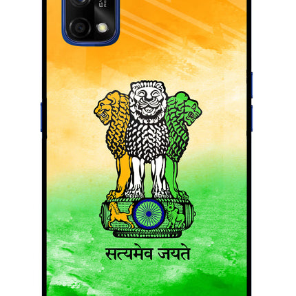Satyamev Jayate Flag Realme 7 Pro Glass Case Back Cover by Casekaro