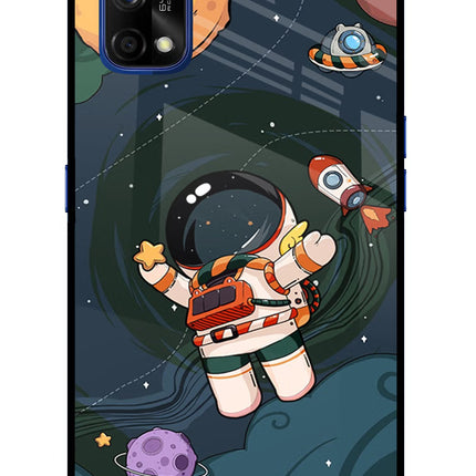 Cartoon Astronaut Realme 7 Pro Glass Case Back Cover by Casekaro