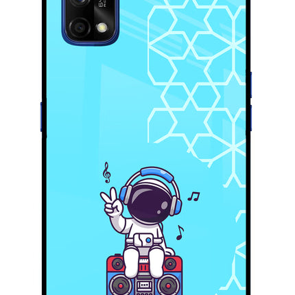 Cute Astronaut Chilling Realme 7 Pro Glass Case Back Cover by Casekaro