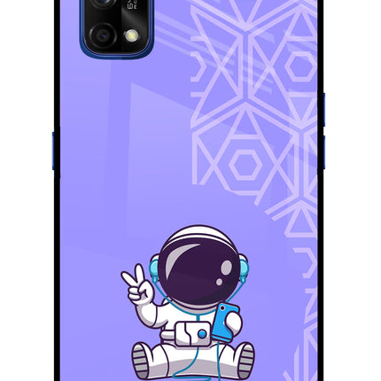 Cute Astronaut Chilling Realme 7 Pro Glass Case Back Cover by Casekaro