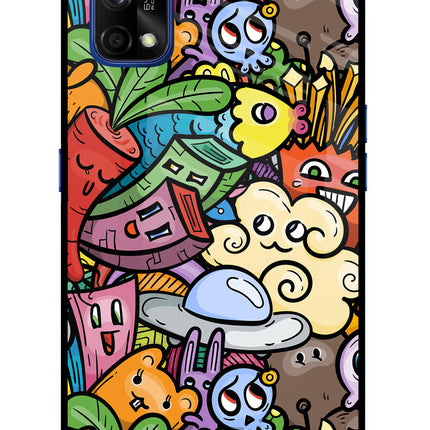 Veggie Doodle Realme 7 Pro Glass Case Back Cover by Casekaro