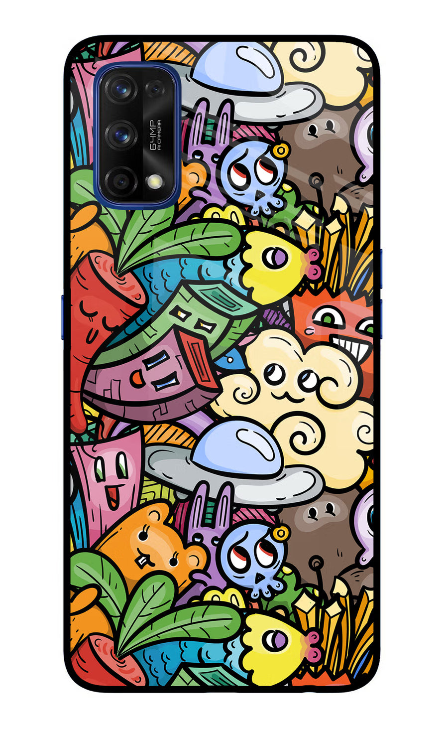 Veggie Doodle Realme 7 Pro Back Cover, Glass case