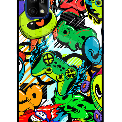 Game Doodle Realme 7 Pro Glass Case Back Cover by Casekaro