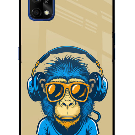 Monkey Headphone Realme 7 Pro Glass Case Back Cover by Casekaro