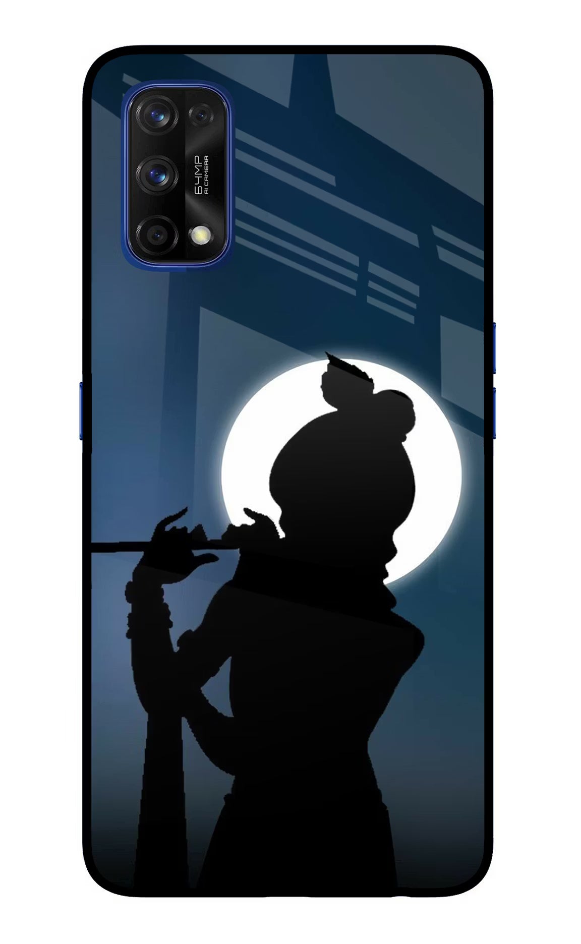 Shri Krishna Silhouette Realme 7 Pro Glass Case Back Cover by Casekaro
