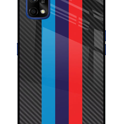 BMW Stripes Pattern Realme 7 Pro Glass Case Back Cover by Casekaro