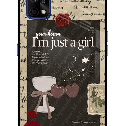 I am just a girl Realme 7 Pro Glass Case Back Cover by Casekaro