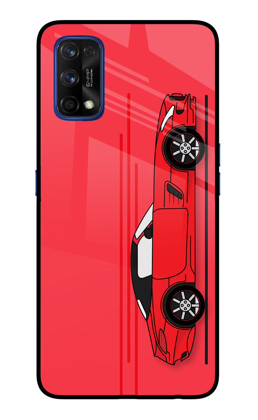 Red Velocity Realme 7 Pro Back Cover, Glass case