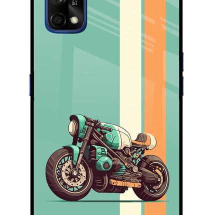 Striped Moto Drift Realme 7 Pro Glass Case Back Cover by Casekaro