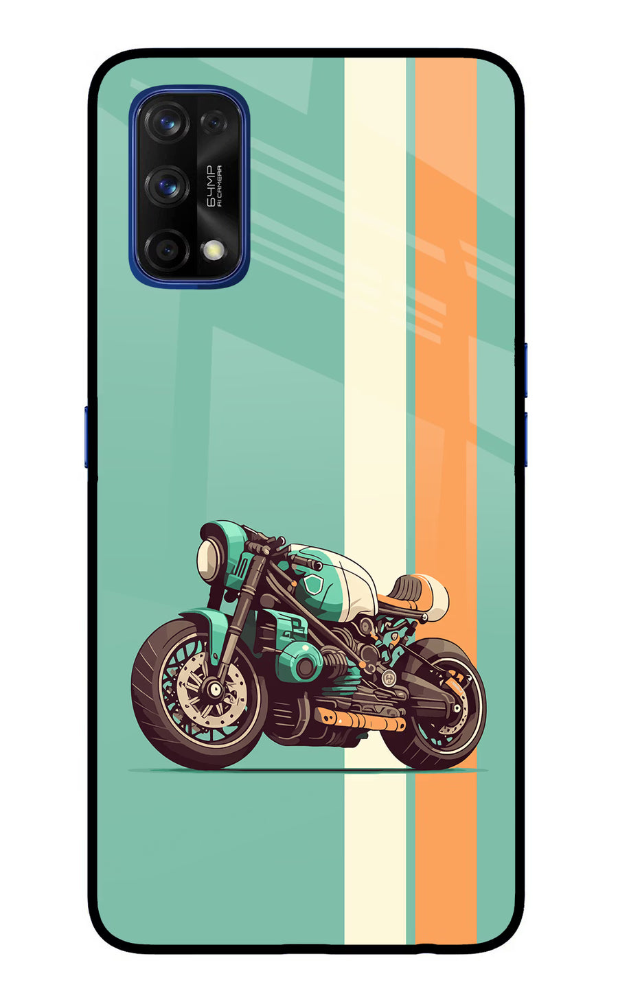 Striped Moto Drift Realme 7 Pro Back Cover, Glass case