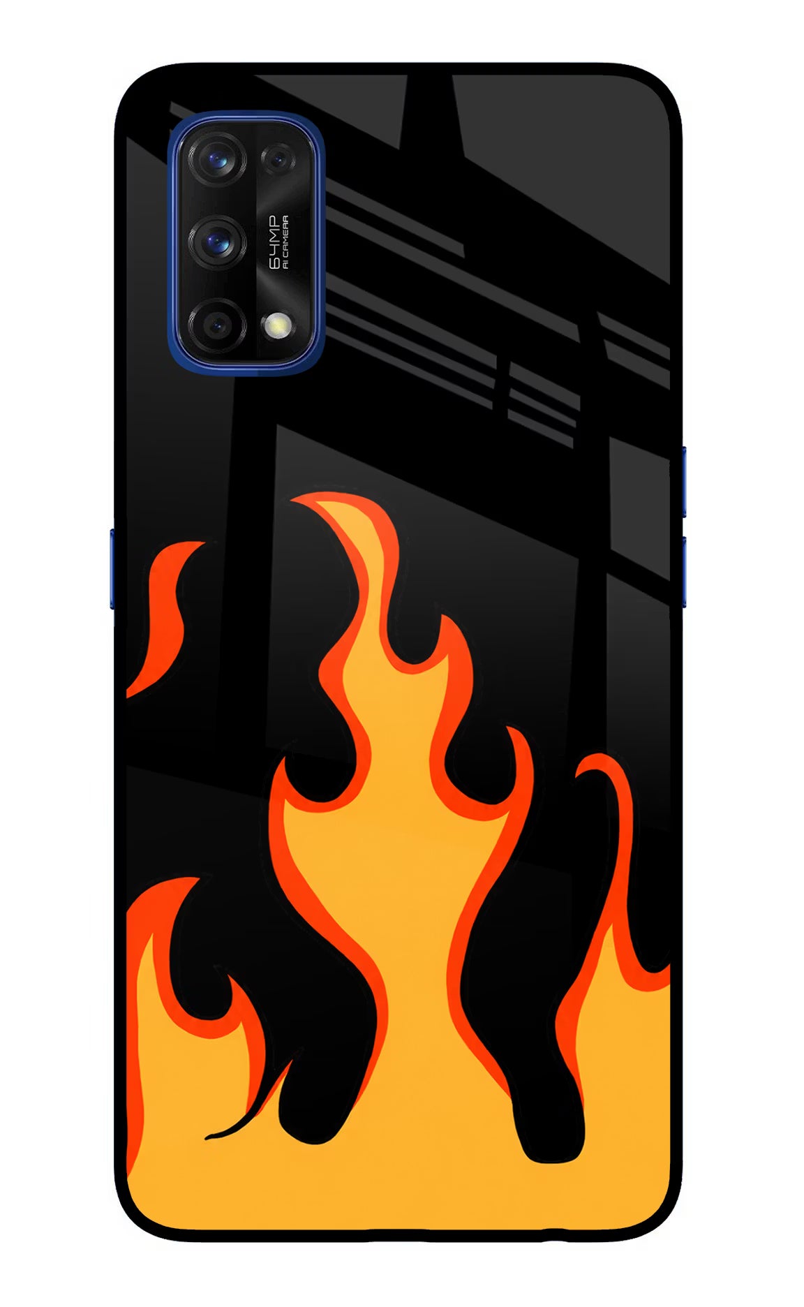 Fired Up – Black Realme 7 Pro Glass Case Back Cover by Casekaro