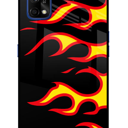 Side Sweep Flames Realme 7 Pro Glass Case Back Cover by Casekaro
