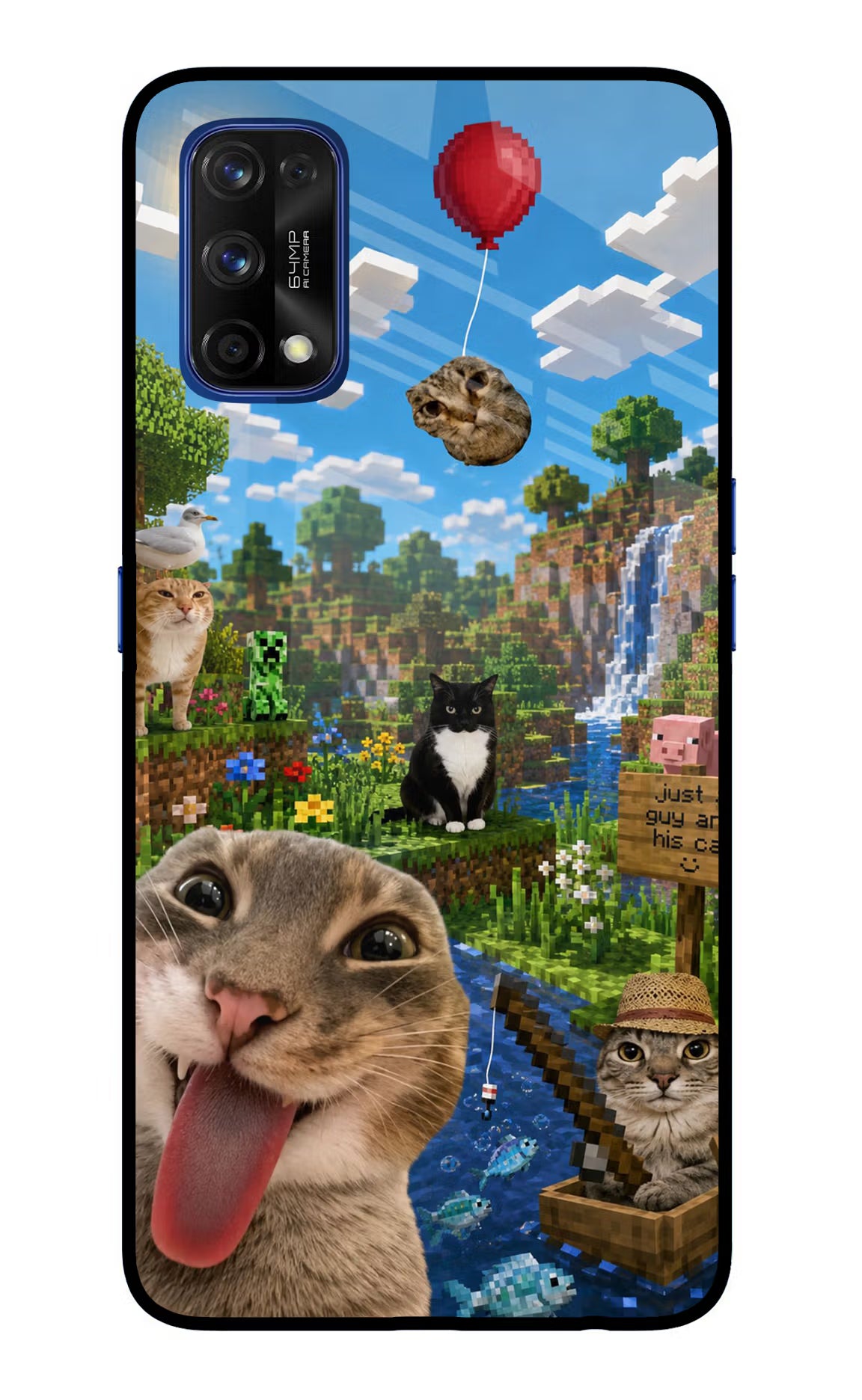 Minecraft Cat Chaos Realme 7 Pro Glass Case