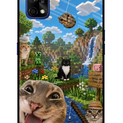 Minecraft Cat Chaos Realme 7 Pro Glass Case Back Cover by Casekaro