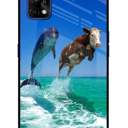 Dolphin vs Cow Realme 7 Pro Glass Case Back Cover by Casekaro