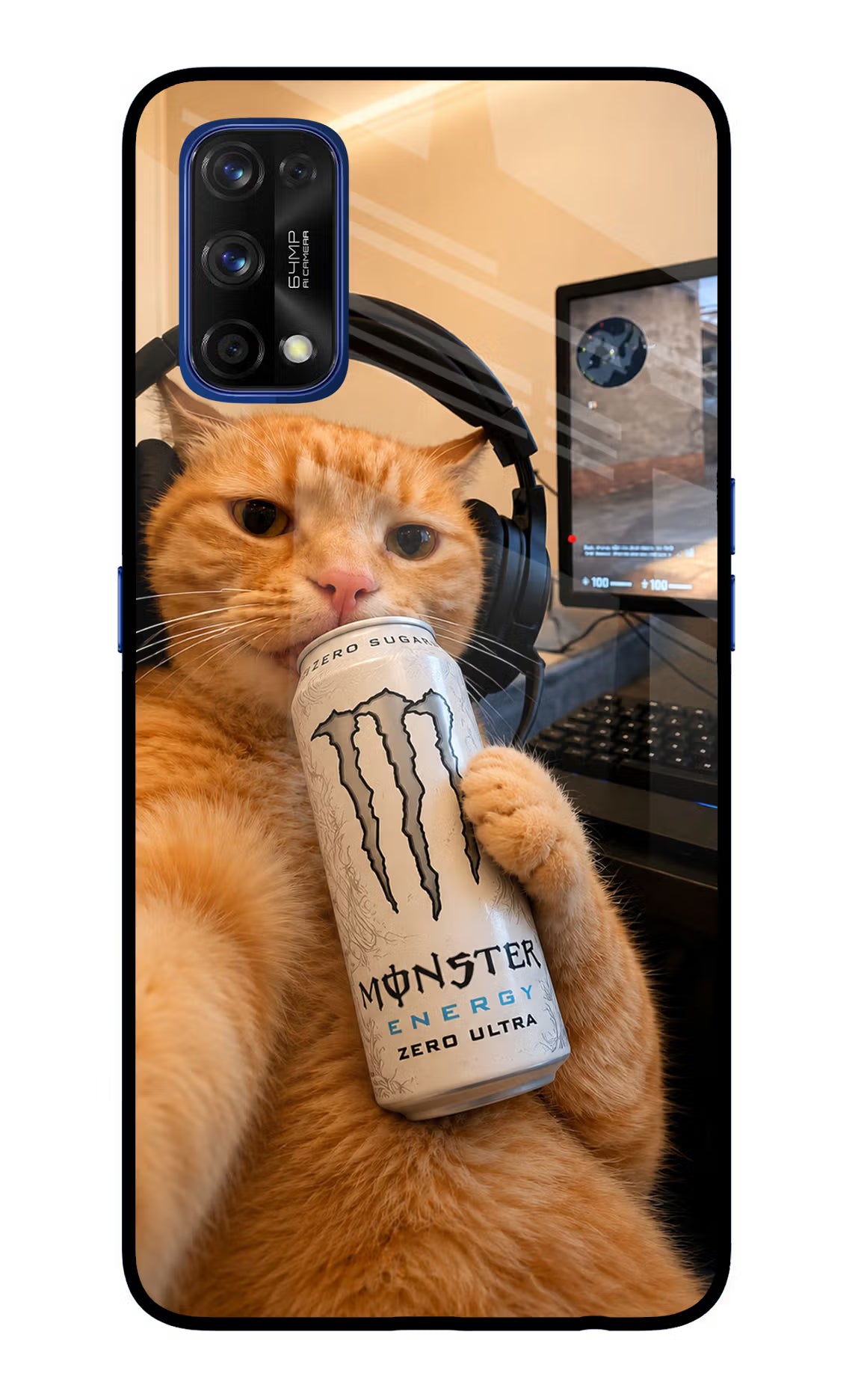 Gamer Cat Energy Realme 7 Pro Glass Case