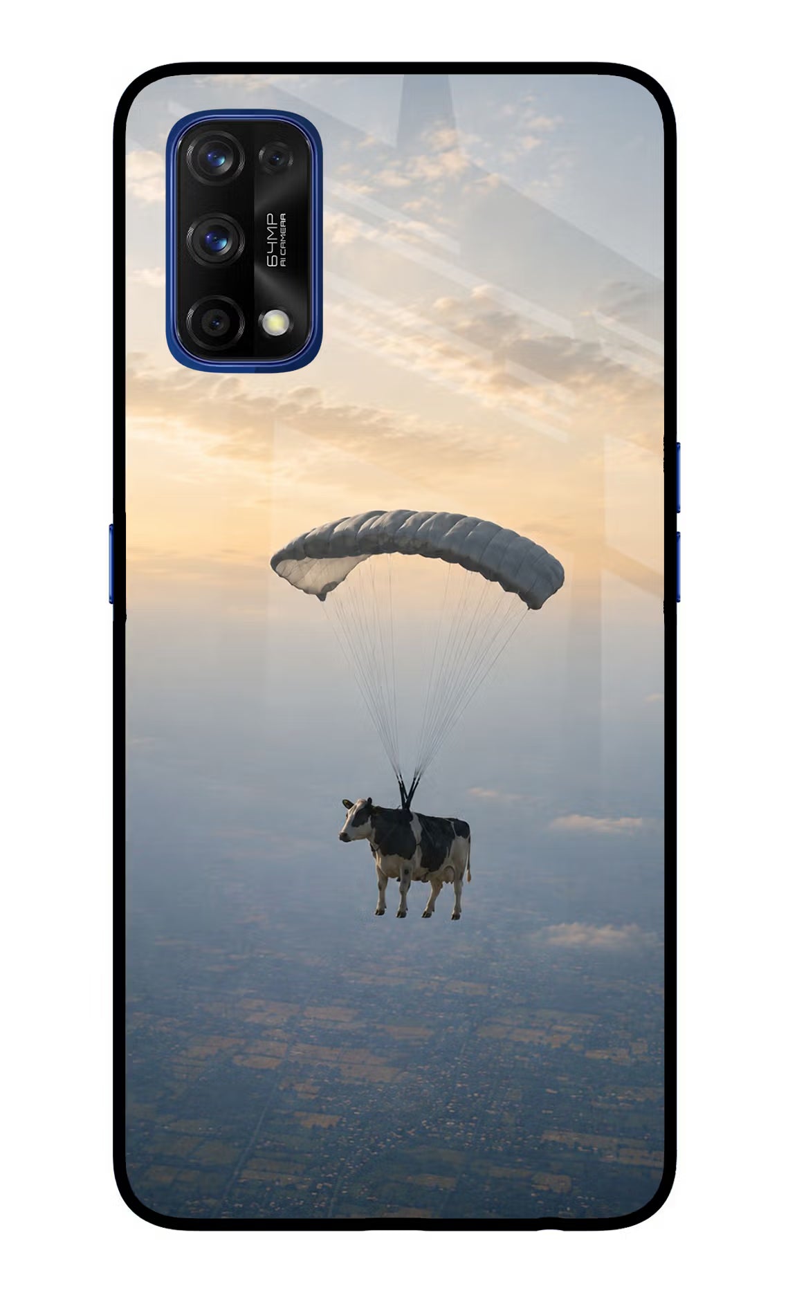 Skydiving Cow Realme 7 Pro Glass Case