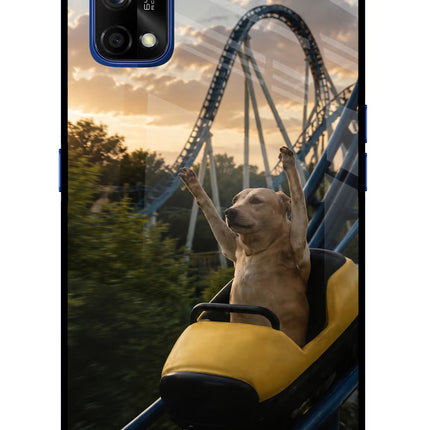 Rollercoaster Dog Realme 7 Pro Glass Case Back Cover by Casekaro
