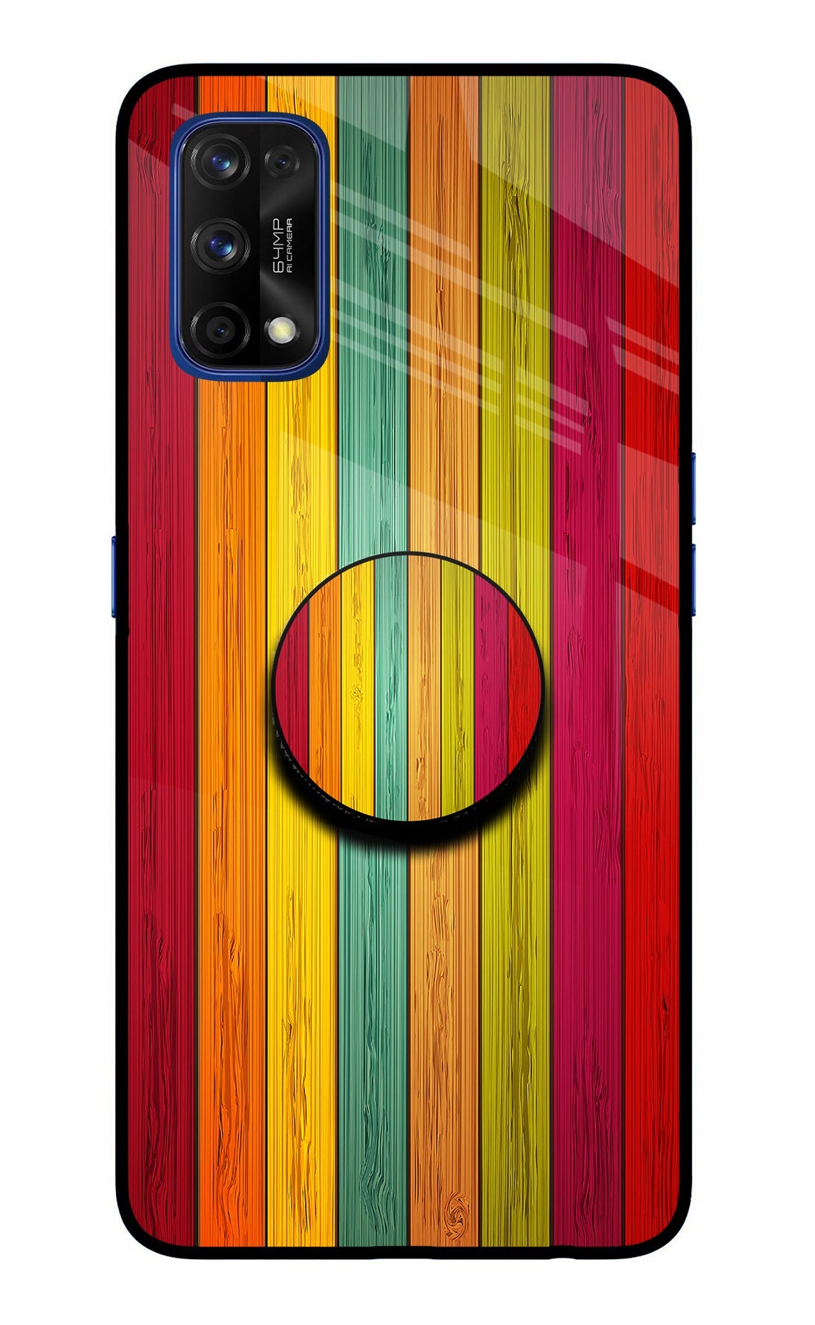 Multicolor Wooden Realme 7 Pro Glass Case