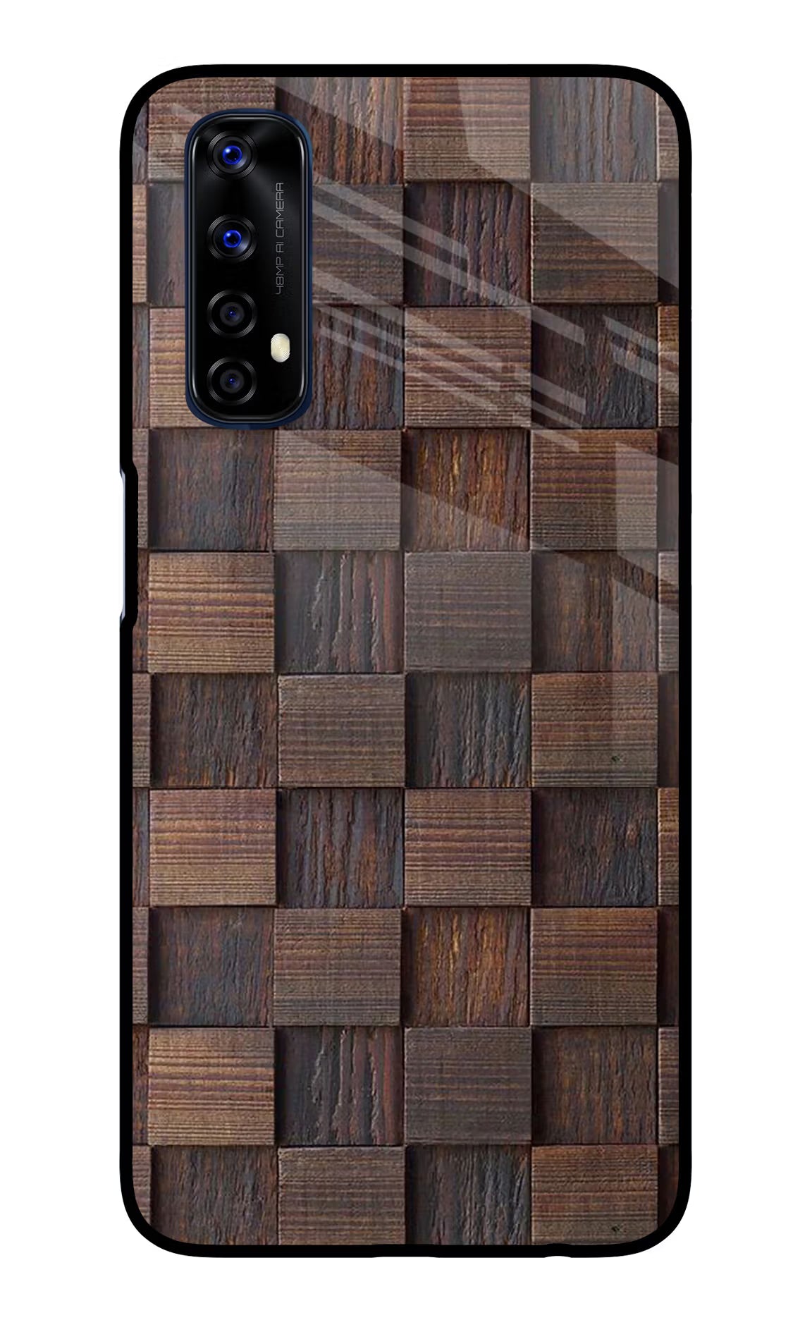 Wooden Cube Design Realme 7/Narzo 20 Pro Glass Case Back Cover by Casekaro