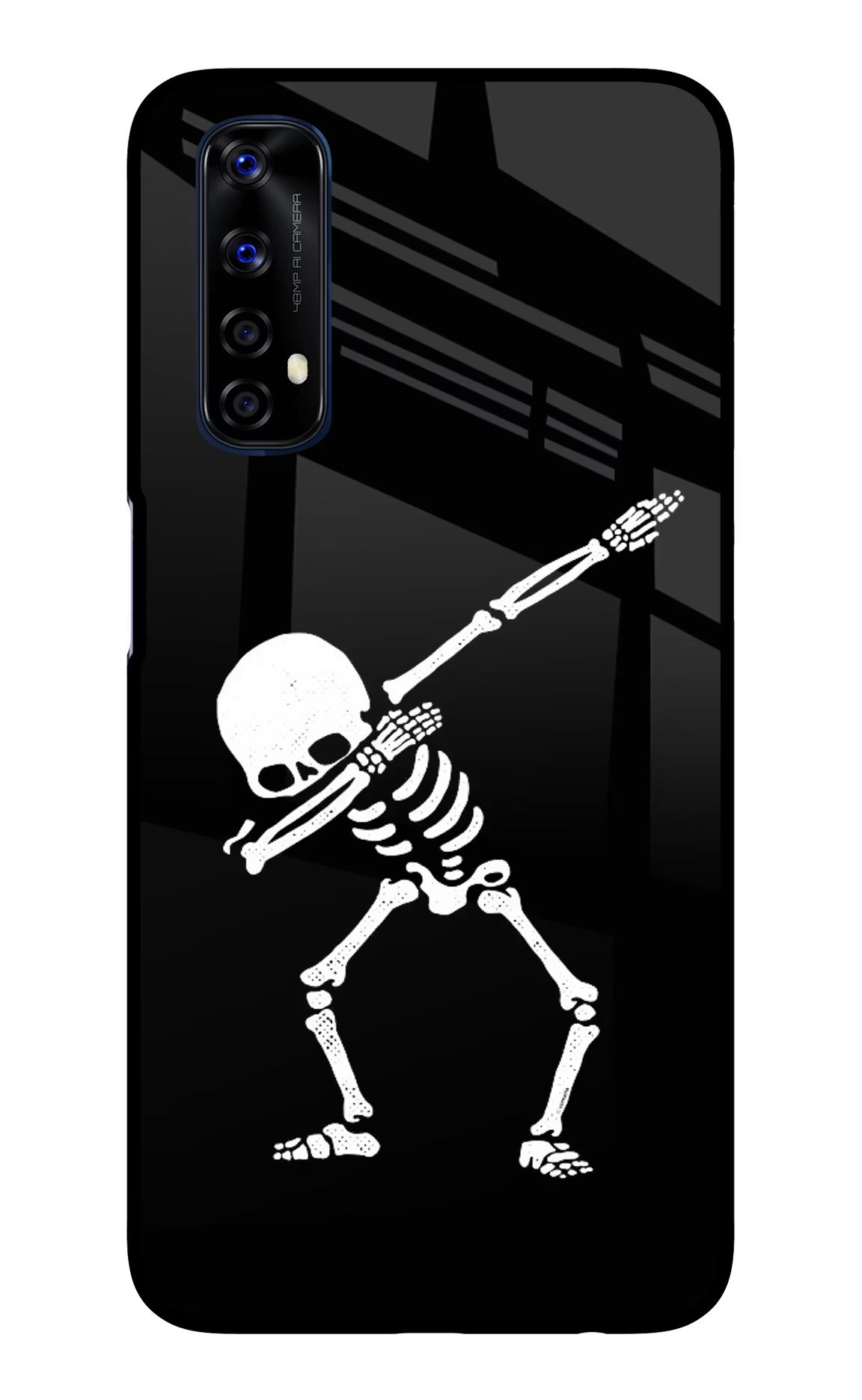 Dabbing Skeleton Art Realme 7/Narzo 20 Pro Glass Case Back Cover by Casekaro
