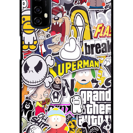 Sticker Bomb Realme 7/Narzo 20 Pro Glass Case Back Cover by Casekaro