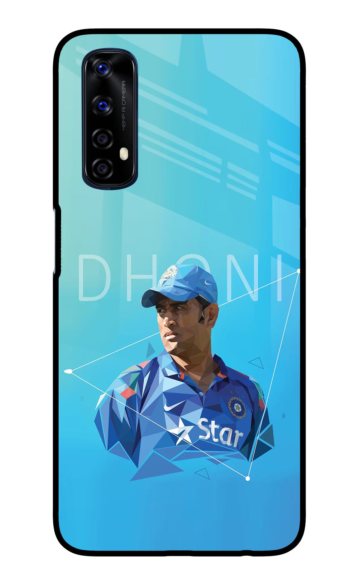Dhoni Artwork Realme 7/Narzo 20 Pro Glass Case Back Cover by Casekaro