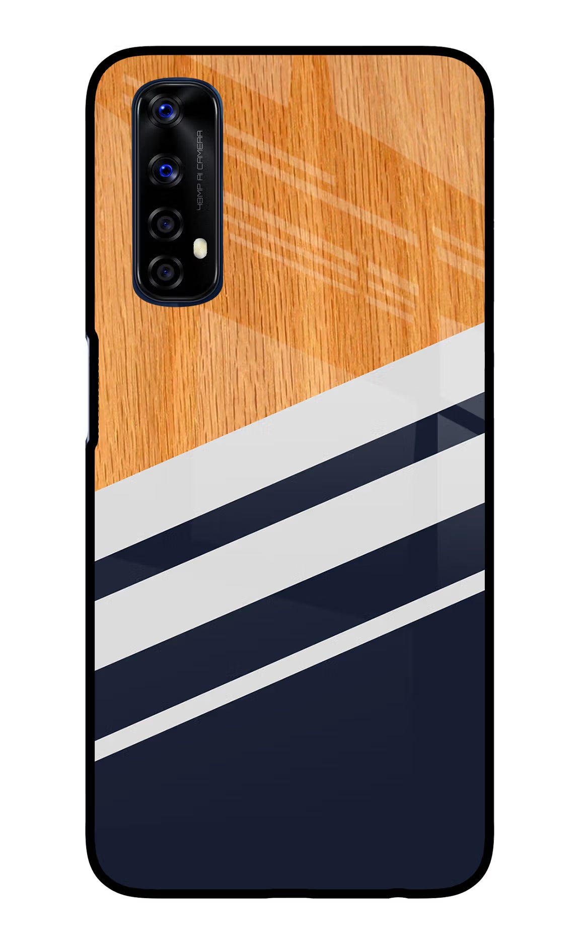 Blue and white wooden Realme 7/Narzo 20 Pro Glass Case Back Cover by Casekaro