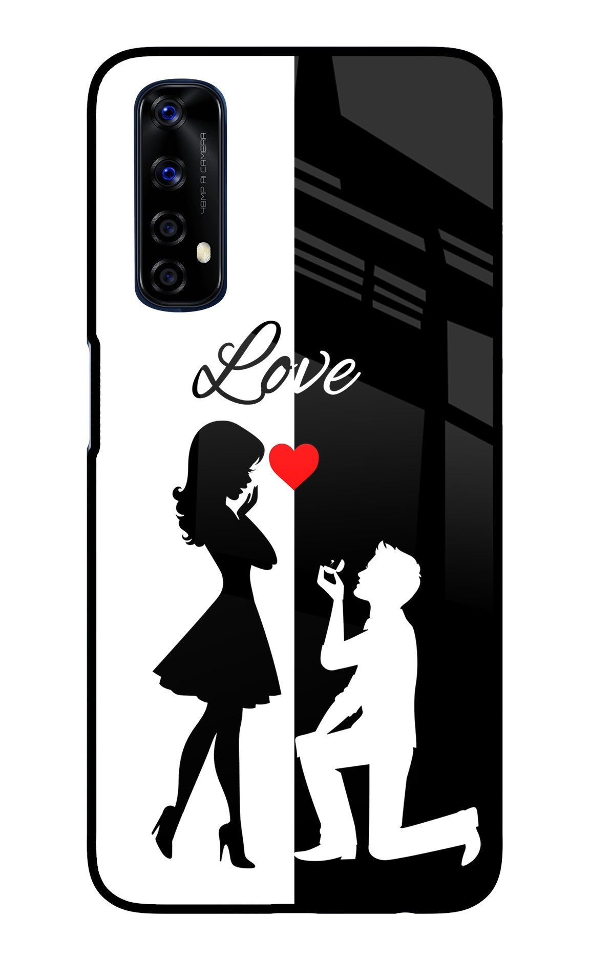 Love Propose Black And White Realme 7/Narzo 20 Pro Glass Case