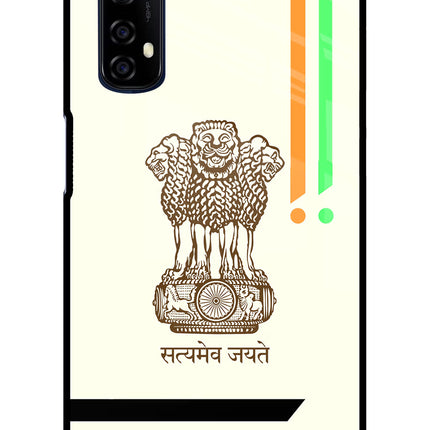 Satyamev Jayate Brown Logo Realme 7/Narzo 20 Pro Glass Case Back Cover by Casekaro