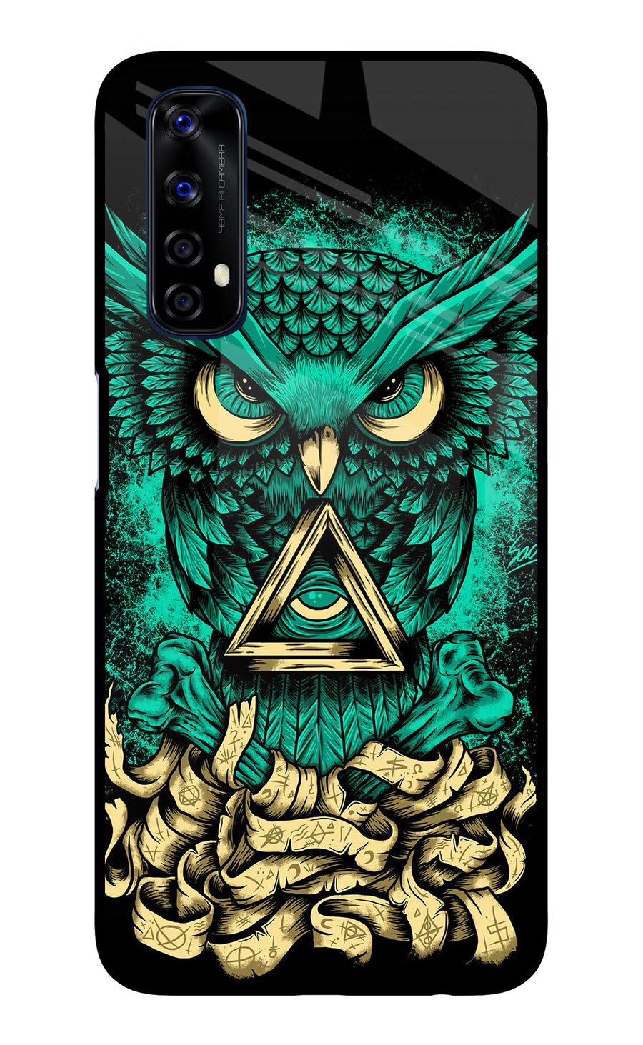 Green Owl Realme 7/Narzo 20 Pro Back Cover, Glass case