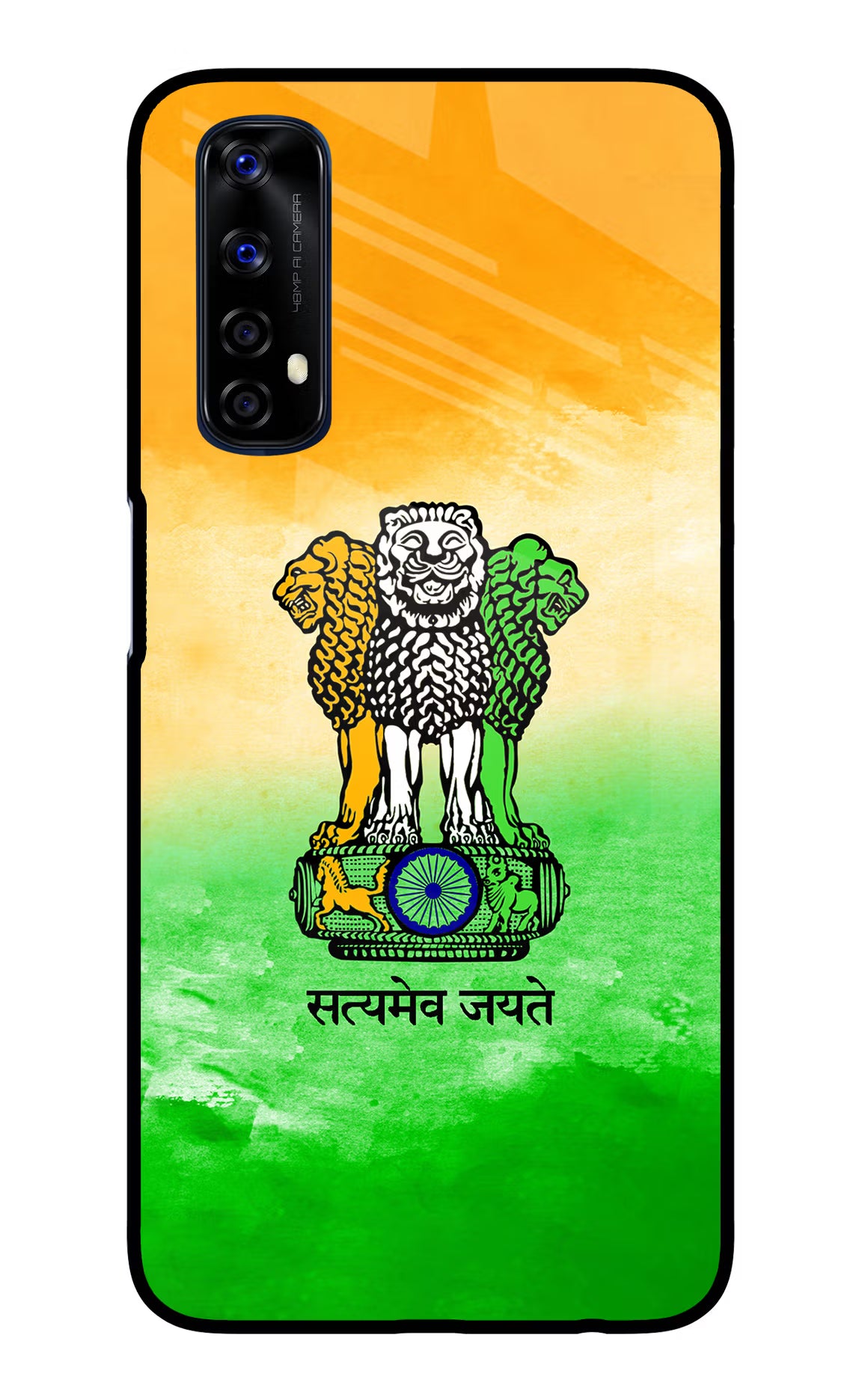 Satyamev Jayate Flag Realme 7/Narzo 20 Pro Glass Case Back Cover by Casekaro
