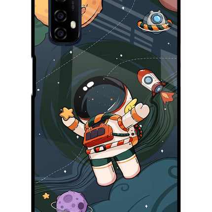 Cartoon Astronaut Realme 7/Narzo 20 Pro Glass Case Back Cover by Casekaro