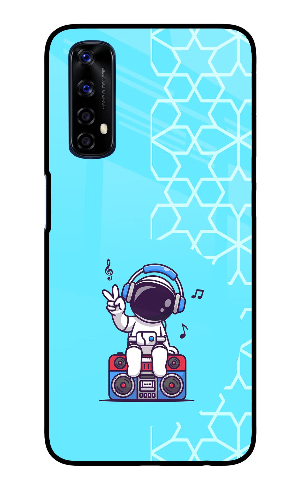 Cute Astronaut Chilling Realme 7/Narzo 20 Pro Glass Case Back Cover by Casekaro