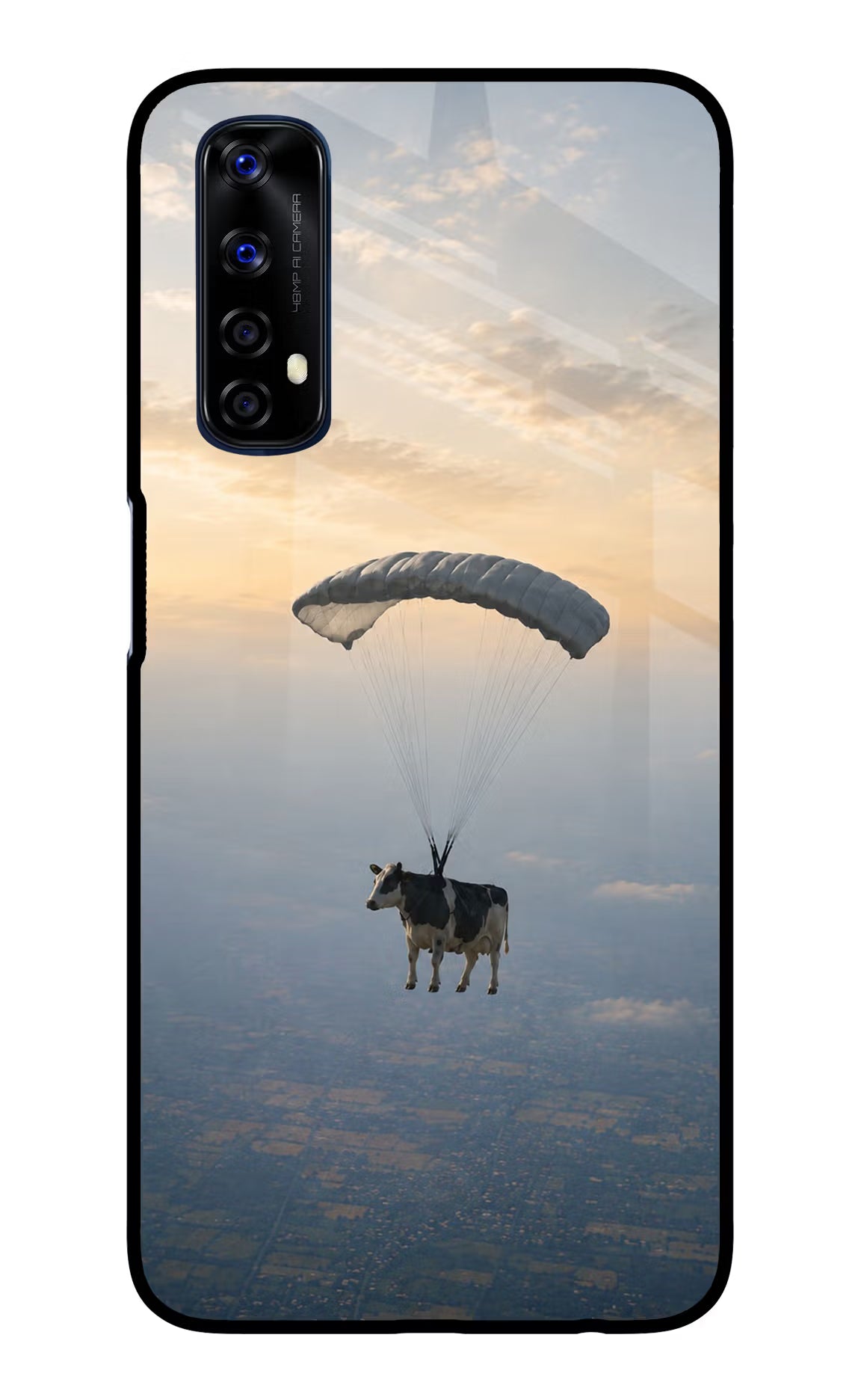 Skydiving Cow Realme 7/Narzo 20 Pro Glass Case