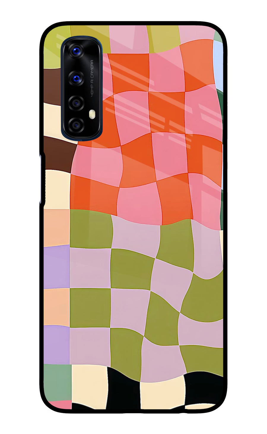 Wavy Grid Realme 7/Narzo 20 Pro Back Cover, Glass case