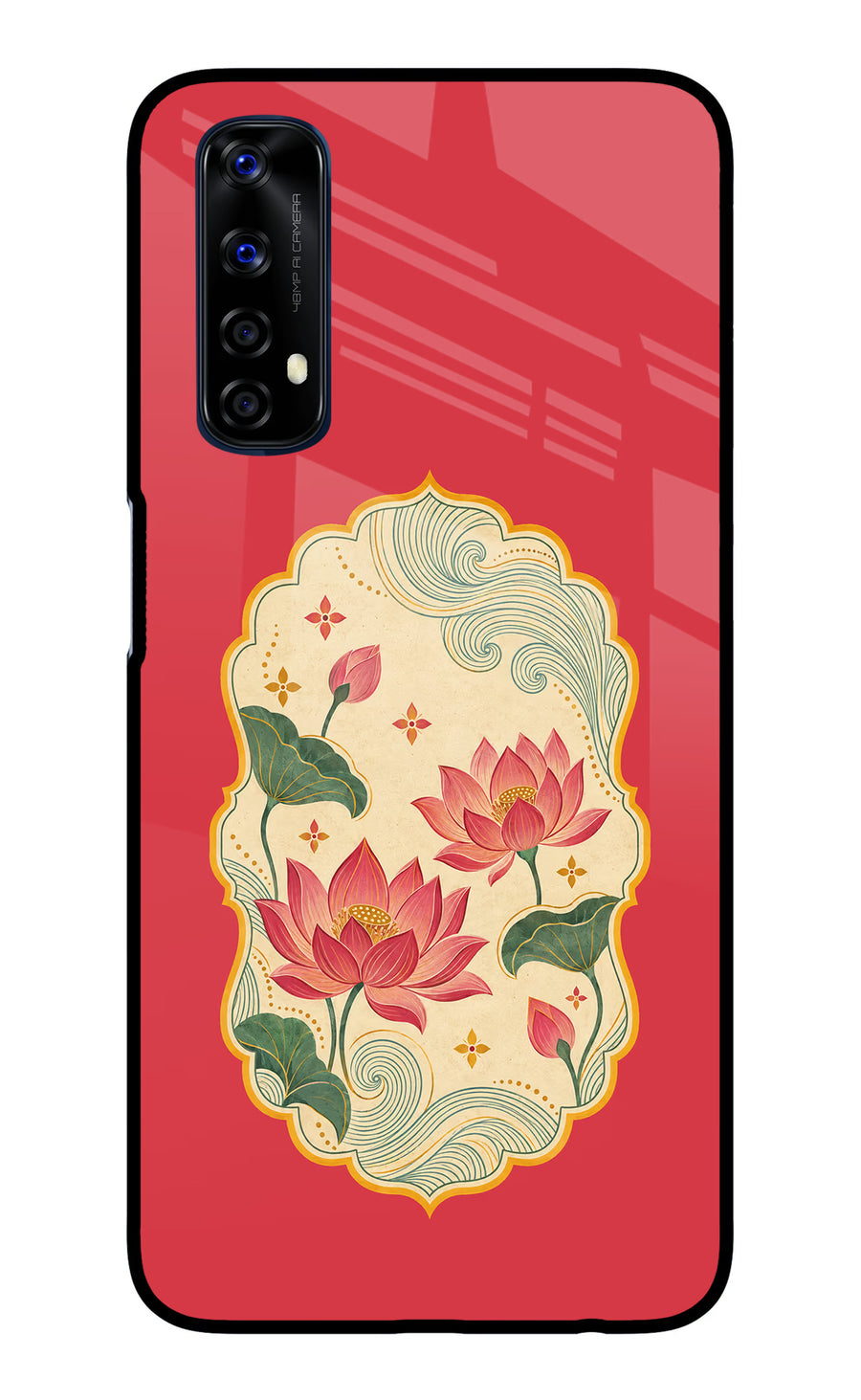 Pink Lotus Realme 7/Narzo 20 Pro Back Cover, Glass case