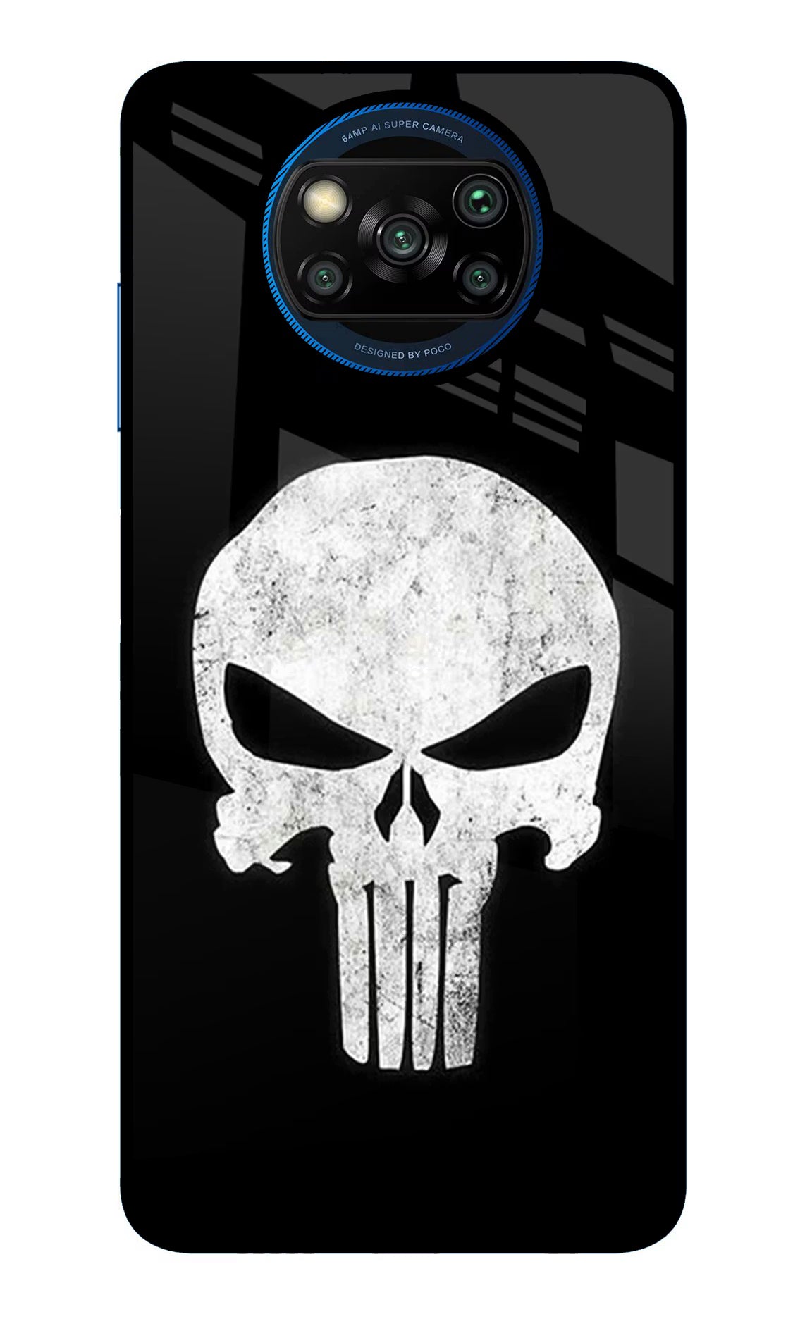 Punisher Skull Poco X3/X3 Pro Glass Case Back Cover by Casekaro
