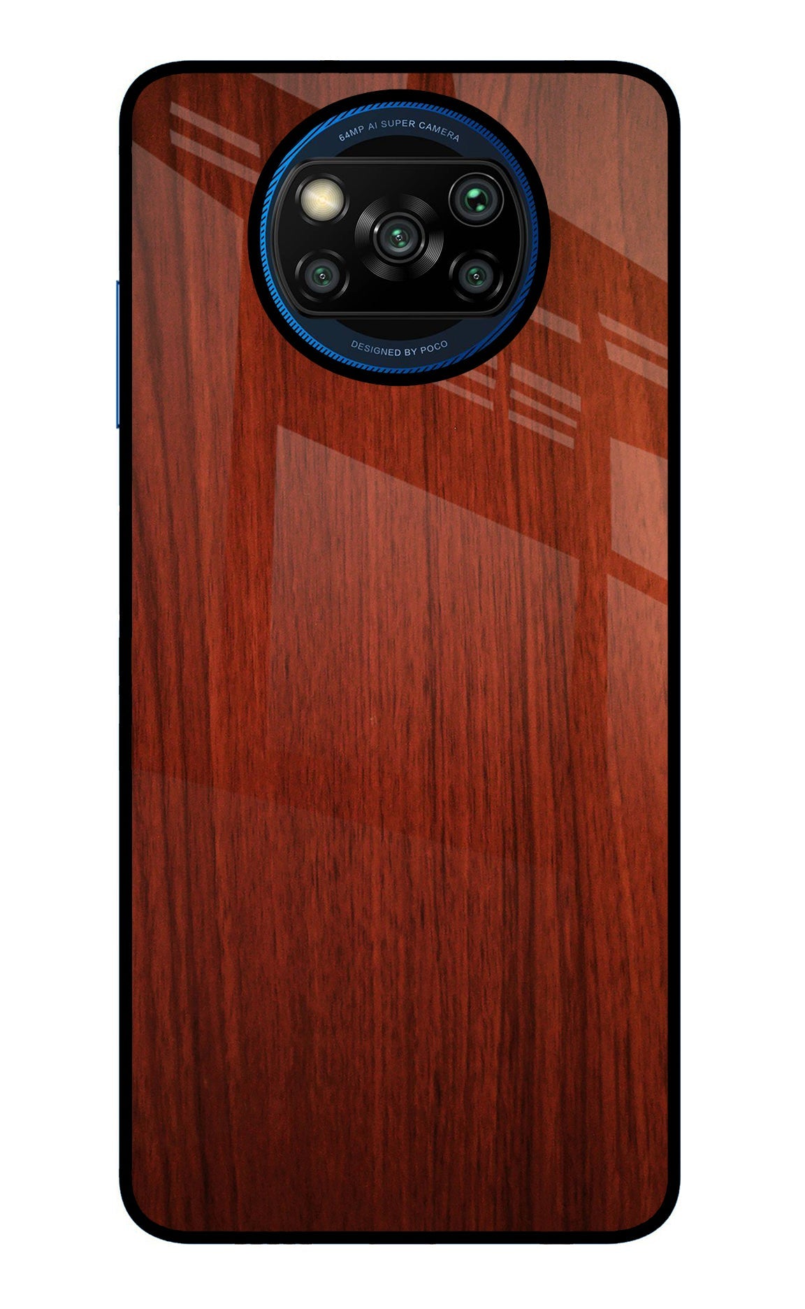 Wooden Plain Pattern Poco X3/X3 Pro Glass Case