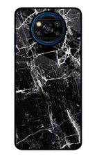 Black Marble Texture Poco X3/X3 Pro Glass Case Back Cover by Casekaro